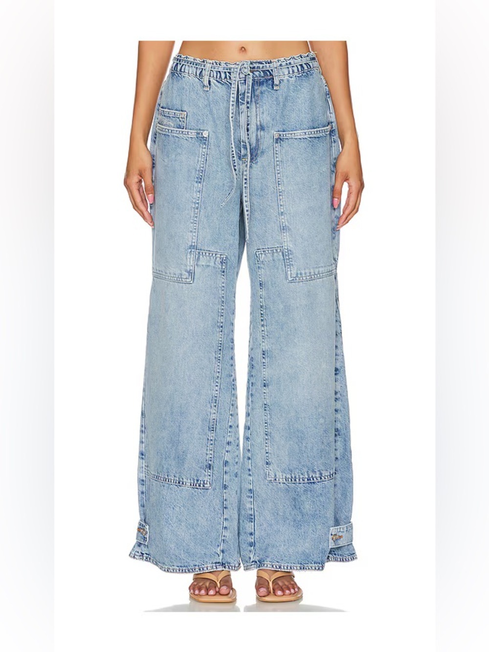 FREE PEOPLE x We The Free Curvy Outlaw Wide Leg Pants in Drizzle size XS
